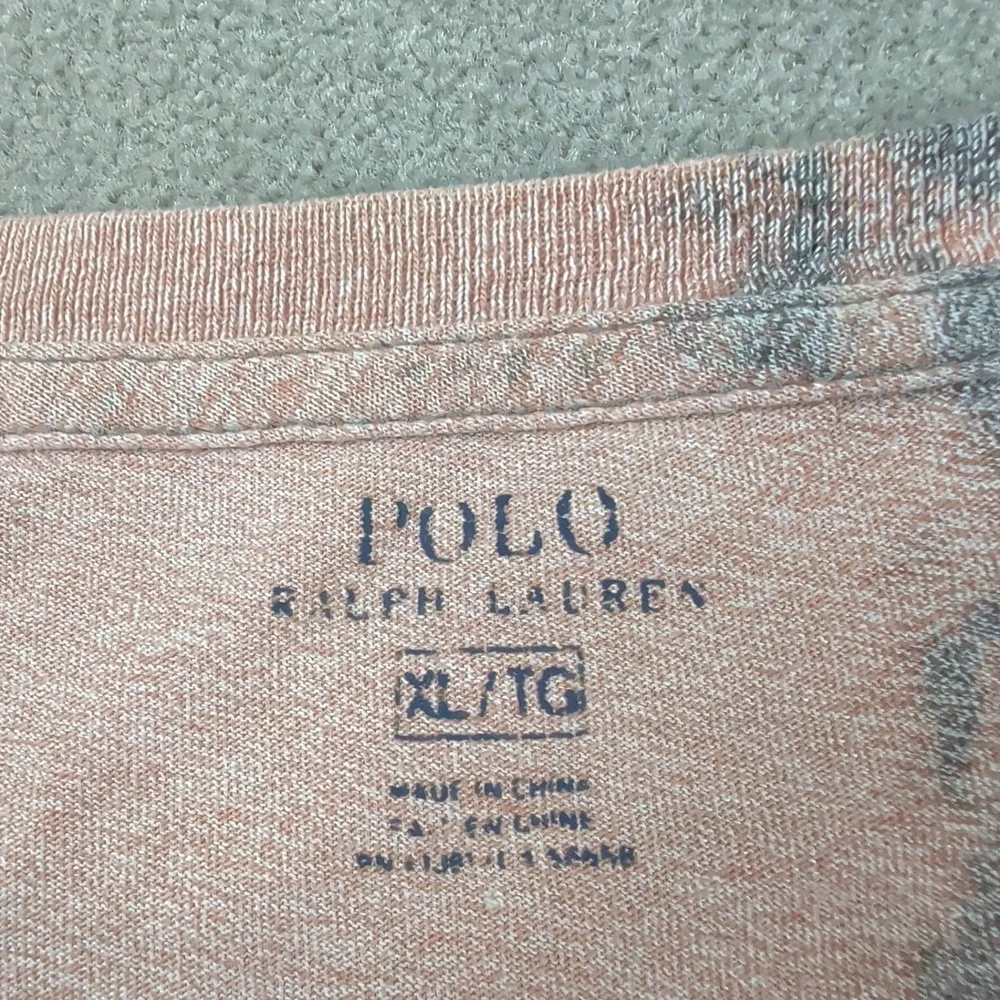 Polo Ralph Lauren T-Shirt XL Mens Pink Grey Bleach Tie Dye Pocket Tee Pony Logo